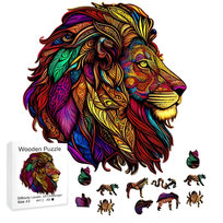 PUZZLE Drewniane WOODEN 3D układanka DLA DOROSŁYCH dzieci PREMIUM LEW A5