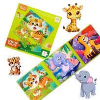 Puzzle edukacyjne - Poziom 1 - Tygrys, Słoń, Żyrafa