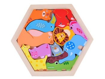 Puzzle Kolorowe Drewniane z Ramką Wzór Zwierzęta Układanka dla dzieci - Inna marka