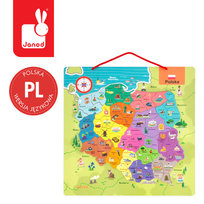 Puzzle magnetyczne Mapa Polski Janod 69 magnesów 7+ Janod