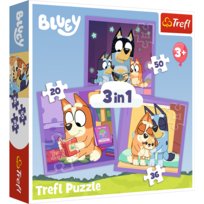 Puzzle, Trefl, 3w1, Poznaj Bluey, 20-36-50 el.