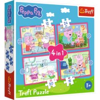 Puzzle, Trefl, 4w1, Peppa uwielbia przygody, 12-15-20-24 el. Trefl
