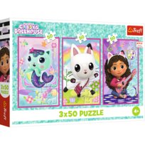 Puzzle, Trefl, Poznajcie Gabby i kotki, 3x50 el.