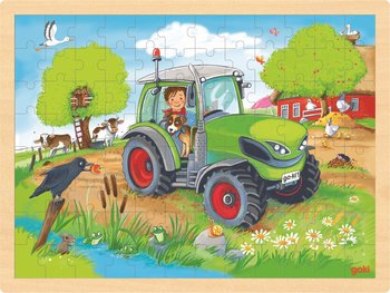 Puzzle Wesoły Traktor, 96 elementów - Goki