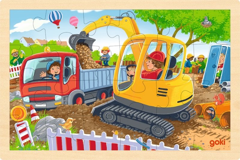 Zdjęcia - Zabawka edukacyjna Puzzle z podstawką, pojazdy budowlane