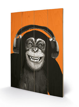 Pyramid International, grafika na drewnie, Chimpanzee Headphones - Pyramid International
