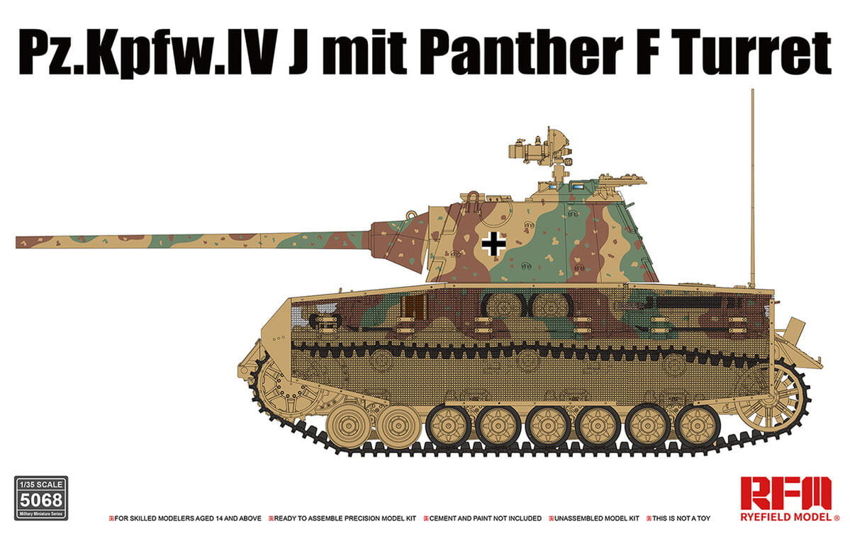Фото - Збірна модель Pz.Kpfw.IV J mit Panther F Turret 1:35 Rye Field Model 5068