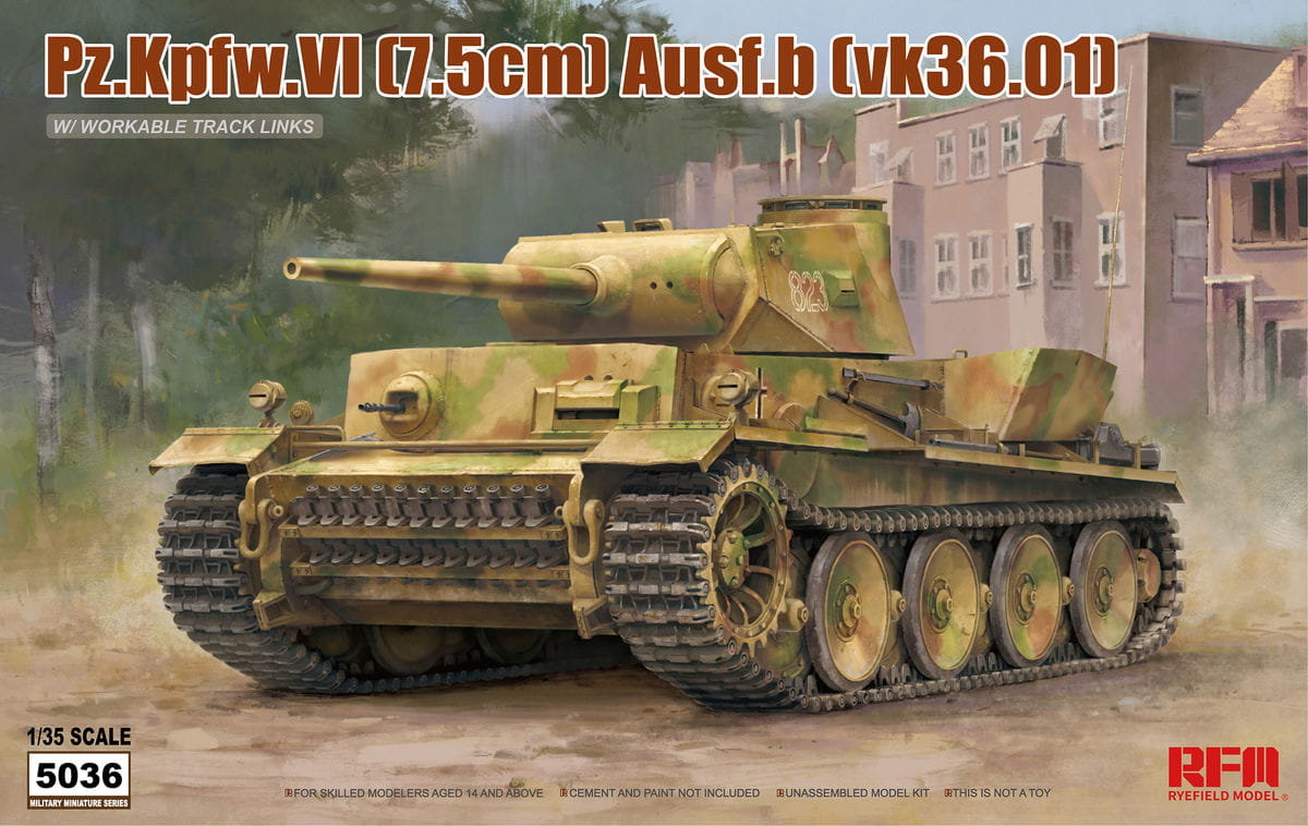 Фото - Збірна модель Pz.Kpfw.VI Ausf.B (Vk36.01)  1:35 Rye Field Model 50(Workable Track Links)