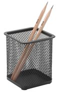 Q-Connect, pojemnik na długopisy kwadratowy, metalowy z siatki, czarny - Q-CONNECT