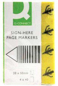 Q-connect, Zakładki indeksujące Sign-here papier 20x45mm, Żółty, 160 szt. - Q-CONNECT