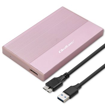 Qoltec Aluminiowa Obudowa | Kieszeń na dysk  SSD HDD 2.5" | SATA | USB 3.0 | Super speed 5Gb/s | 2TB | Różowy - Qoltec