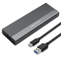 Qoltec Aluminiowa Obudowa | Kieszeń na dysk SSD M.2 | SATA | NGFF | USB-C | Super speed 6Gb/s | 2TB | Szary Qoltec