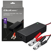 Qoltec Automatyczna ładowarka do akumulatora AGM GEL STD | Prostownik 12V | 2A | 24W | LED | Kabel 1.8m Qoltec
