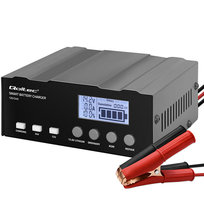 Qoltec Inteligentna mikroprocesorowa ładowarka 12V | 12.6V | 24V | Prostownik z funkcją naprawy do akumulatora AGM GEL LiFePO4 | LCD Qoltec
