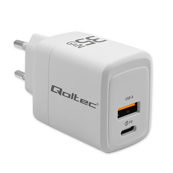 Qoltec Ładowarka sieciowa 35W GaN  | 5-20V | 1.5-3A | 1 x USB-C PD | 1 x USB QC 3.0 | Biała - Qoltec