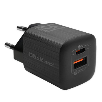 Qoltec Ładowarka sieciowa GaN Ultra | 35W | USB-C PD & QC 3.0 | Czarna - Qoltec