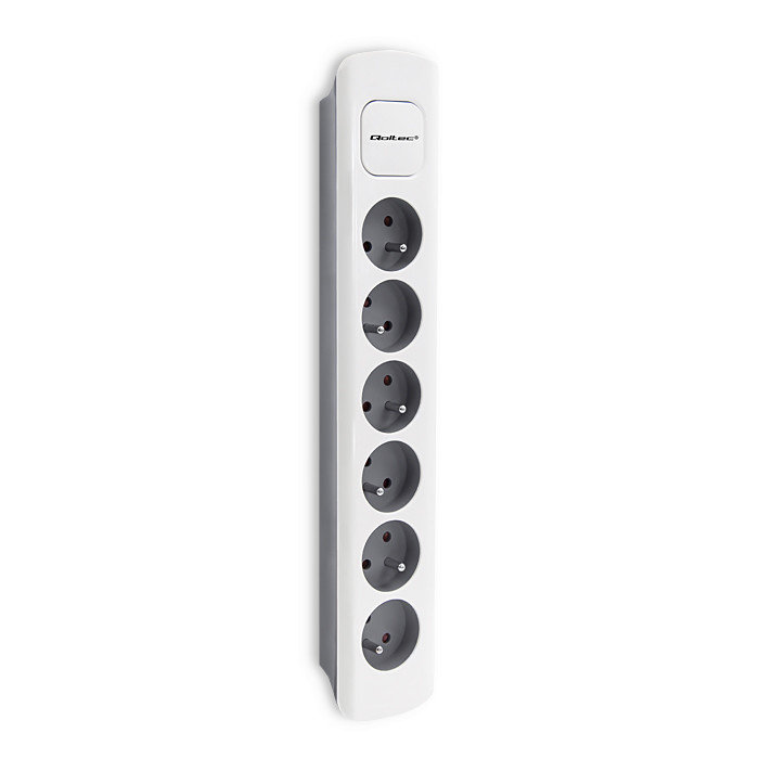 Qoltec Listwa zasilająca 6 gniazd 1.8m Biało-szara-Zdjęcie-0