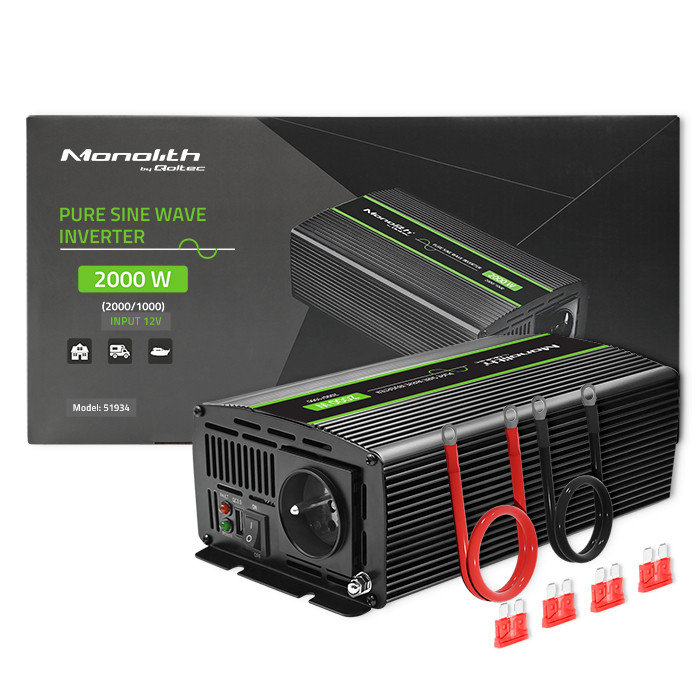 Qoltec Przetwornica Napięcia Monolith 1000W 2000W 12V Na 230V Czysty ...