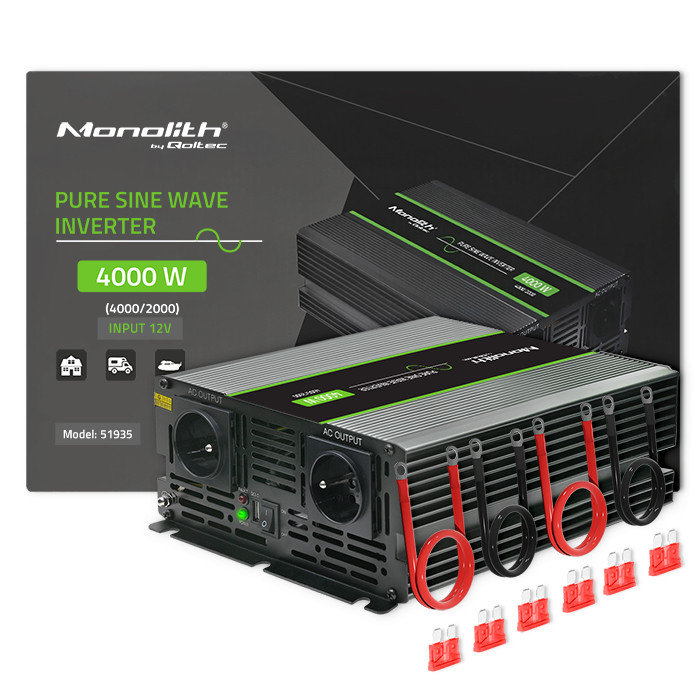 Qoltec Przetwornica Napięcia Monolith 2000W 4000W 12V Na 230V Czysty ...