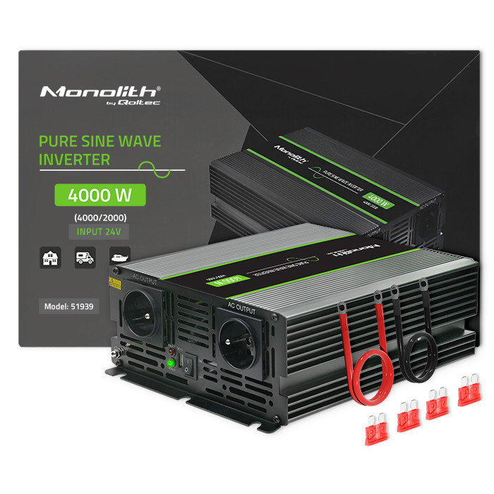 Qoltec Przetwornica Napięcia Monolith 2000W 4000W 24V Na 230V Czysty ...