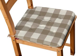 Quadro Siedzisko Olek na krzesło, beżowo biała krata (5,5x5,5cm), 42x41x3,5 cm - Dekoria