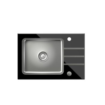 QUADRON JACK 116 komora stalowa z czarnym blatem szklanym z syfonem i zaślepką (640x440/R35) - Quadron Polska