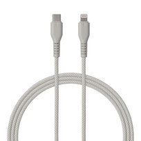 QUALO kabel nylonowy USB-C - Lightning 1,5m 2,4A szary QKN-CL-18