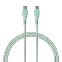 QUALO kabel nylonowy USB-C - USB-C 1,5m 3A miętowy QKN-CC-21