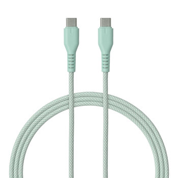 QUALO kabel nylonowy USB-C - USB-C 1,5m 3A miętowy QKN-CC-21 - TelForceOne S.A.