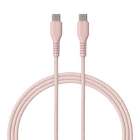 QUALO kabel nylonowy USB-C - USB-C 1,5m 3A różowy QKN-CC-16