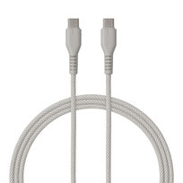 QUALO kabel nylonowy USB-C - USB-C 1,5m 3A szary QKN-CC-18