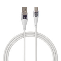 QUALO Transparent kabel nylonowy USB-A - USB-C 1,5m 3A biały QTCN-AC-00