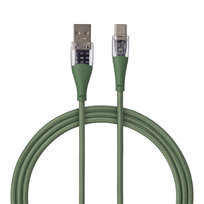 QUALO Transparent kabel nylonowy USB-A - USB-C 1,5m 3A zielony QTCN-AC-04