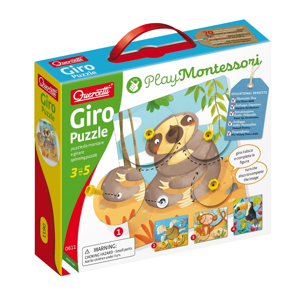 Quercetti, Montessori, puzzle Zwierzęce