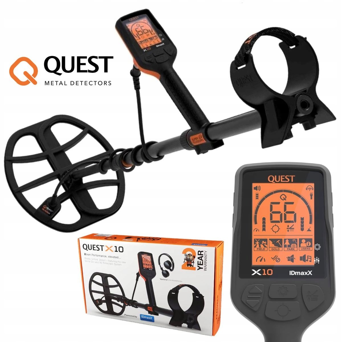 Quest X10 IDMaxX - wodoszczelny wykrywacz metali, częstotliwość pracy ...