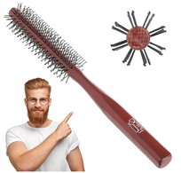 Quiff Roller męska szczotka do układania i modelowania włosów drewniana rączka Poniks
