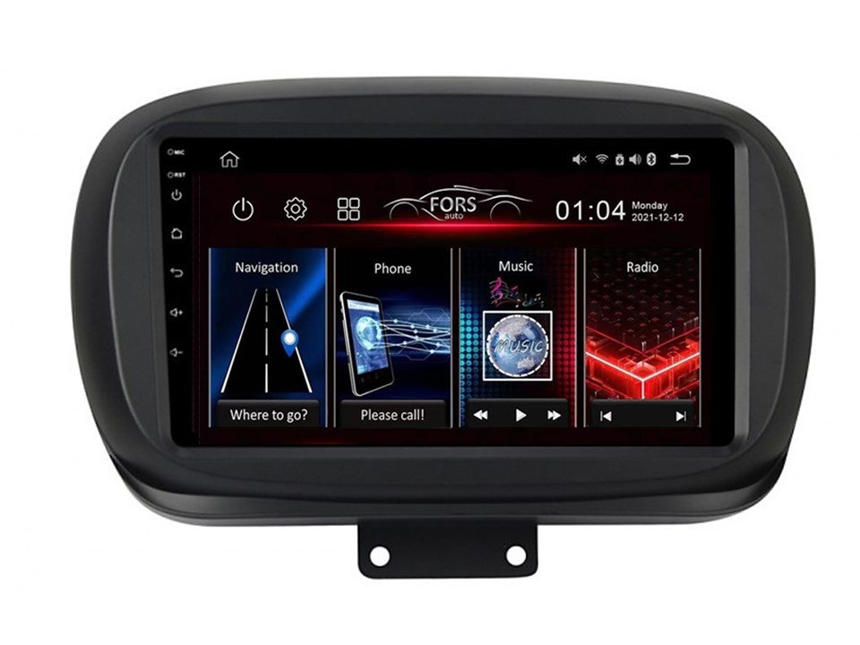 Autoradio Android Per Fiat 500X 2014-2020, 9 Pollici, 4+128GB, Wireless CarPlay, Android Auto, GPS, Retrocamera, Bluetooth 5.0