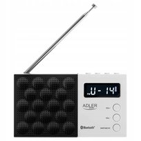 Radio cyfrowe Adler AD1908 - PLL AM/FM, Bluetooth 5.0, odtwarzanie z USB/SD - wbudowany zegar i budzik - SKU: AD1908