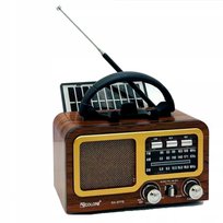 Radio FM AM retro Vintage przenośne Bluetooth panel solar USB SD 1200 mAH