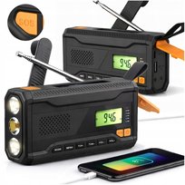 RADIO PRZENOŚNE AWARYJNE SOLARNE NA KORBĘ FM POWERBANK SOS 4500mAh