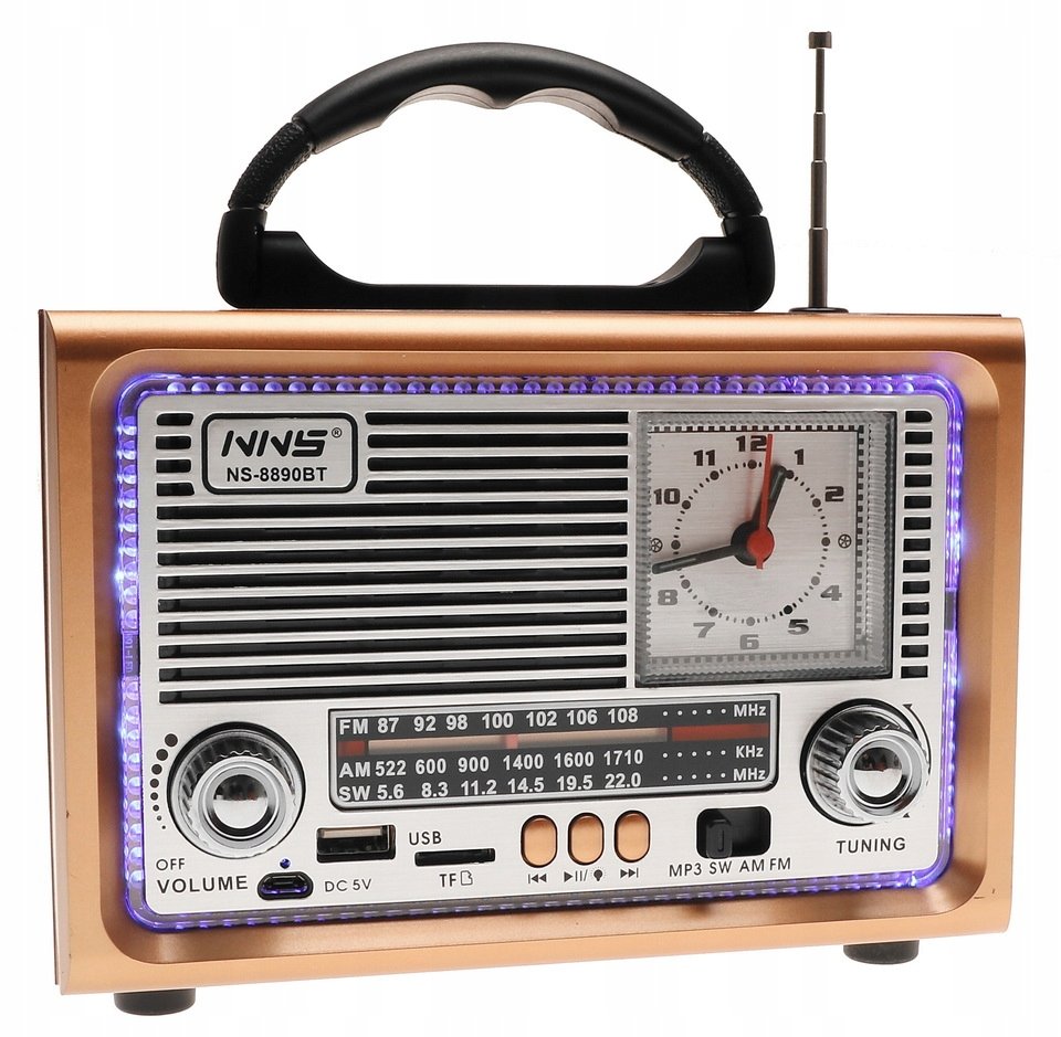 Фото - Радіоприймач / годинник Radio RETRO z Zegarem Podświetlane Przenośne Głośnik Bluetooth USB TF 2099