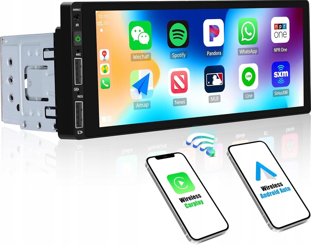 Radio samochodowe 1 Din Carplay i Android Auto z ekranem dotykowym 6,9 ...