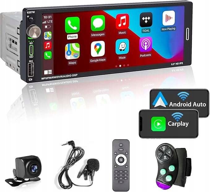 Radio samochodowe z ekranem dotykowym 6,9" Bluetooth kamera cofania ...