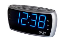 Radiobudzik LED Adler AD1121S z Radiem AM/FM, Podwójnym Alarmem i Pamięcią 10 Stacji - Czarny/Srebrny