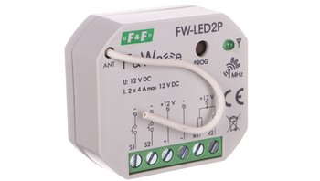 Radiowy dwukanałowy sterownik LED 12V - montaż p/t 10-16V DC FW-LED2P - F&F