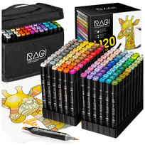 Ragi, Markery Alkoholowe 120 szt, Dwustronne Mazaki Flamastry Pisaki, Etui + Podstawka