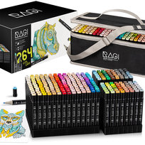 Ragi, Markery Alkoholowe 264 szt, Dwustronne Mazaki Flamastry Pisaki, Etui + PODSTAWKA