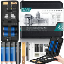 RAGI Zestaw do Rysowania Szkicowania Profesjonalny zestaw ołówków 33w1 Węgiel Ołówki w Etui