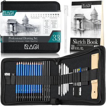 RAGI Zestaw do Szkicowania Rysowania, Profesjonalne ołówki, 35 el - Ragi