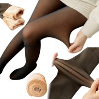 Rajstopy Damskie Ciepłe Legginsy Ocieplane Wyszczuplające Czarne 300 Den